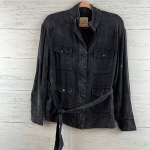 Chaser Navy Blue Military Utility Stretchy Shacket Size S